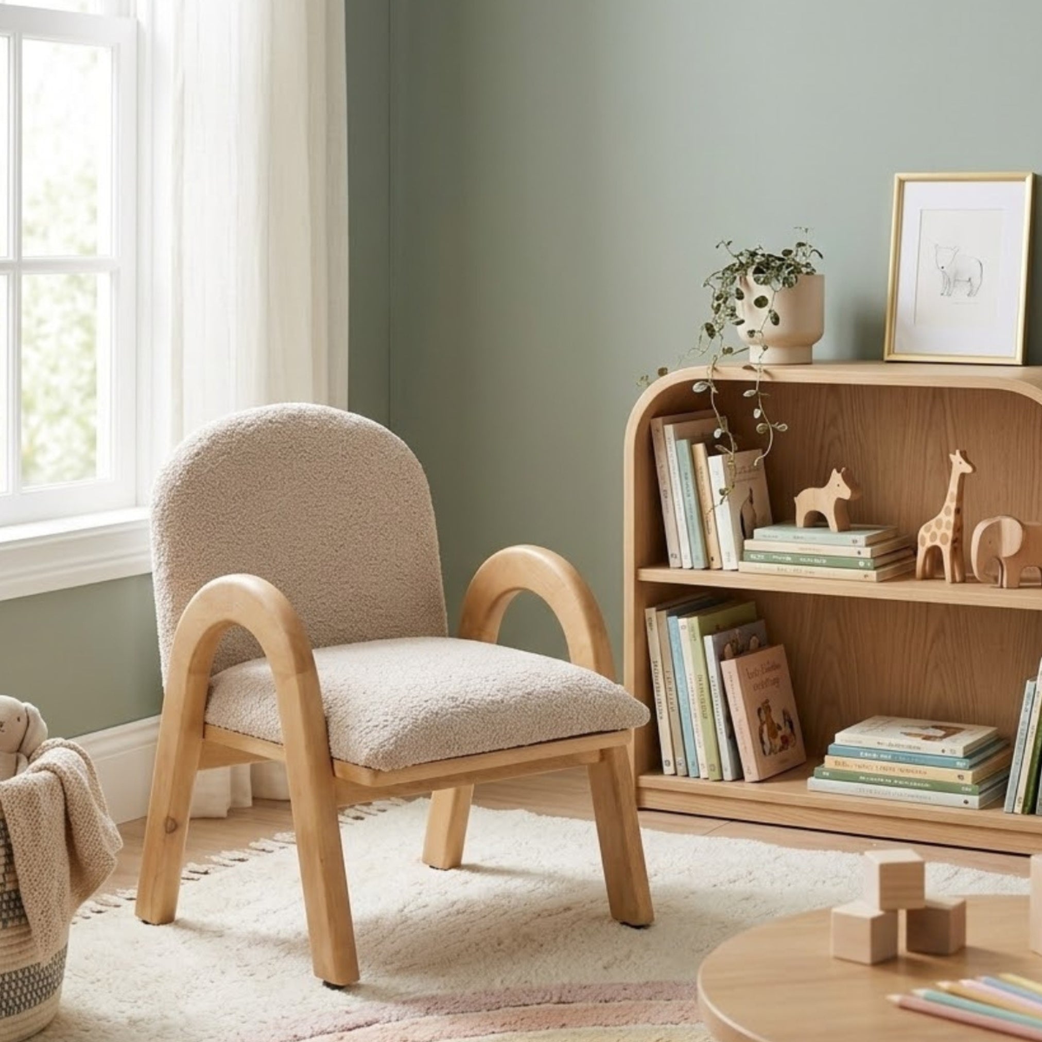 Mysa Upholstered Wooden Kids Lounge Chair