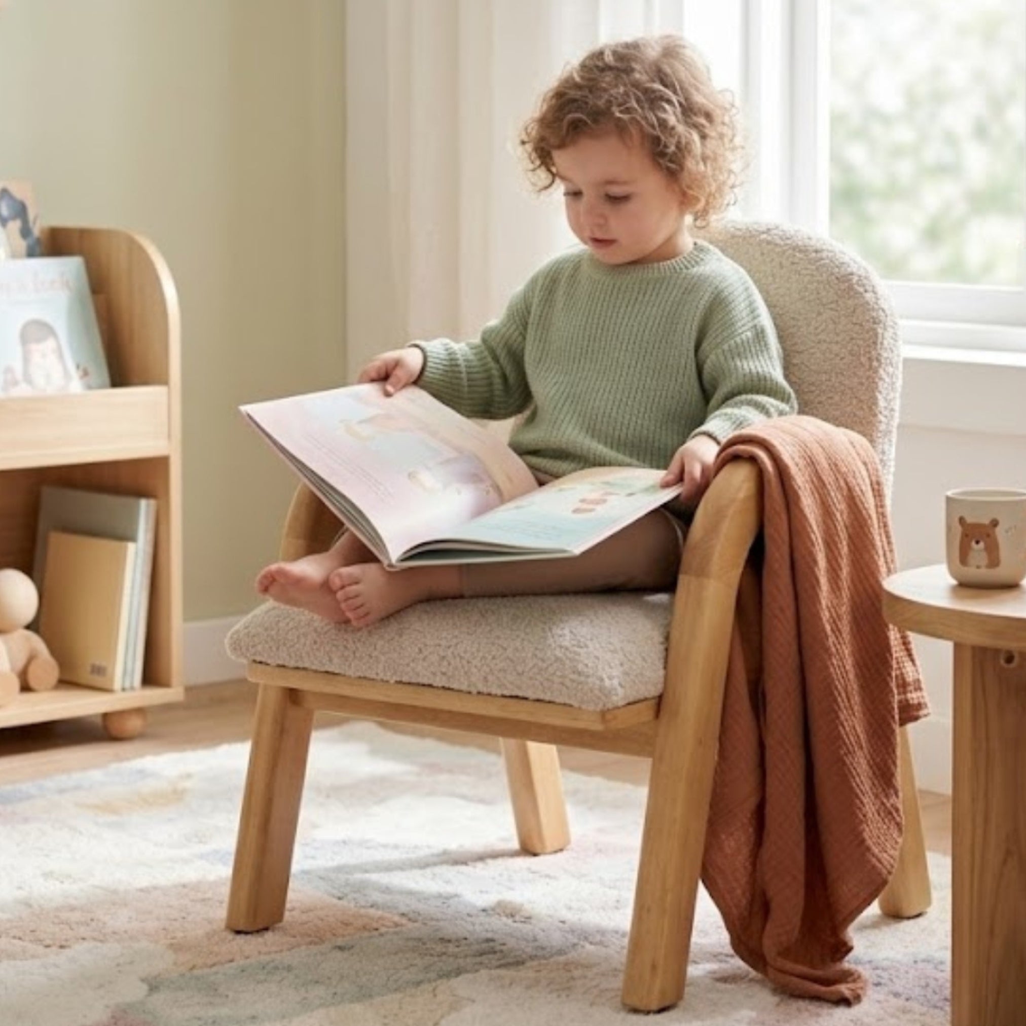 Mysa Upholstered Wooden Kids Lounge Chair