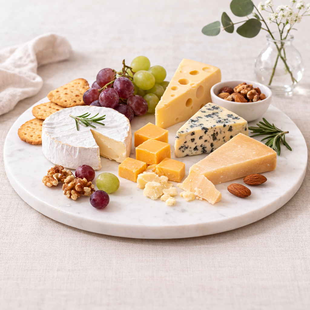 marble lazy susan for cheese and crackers