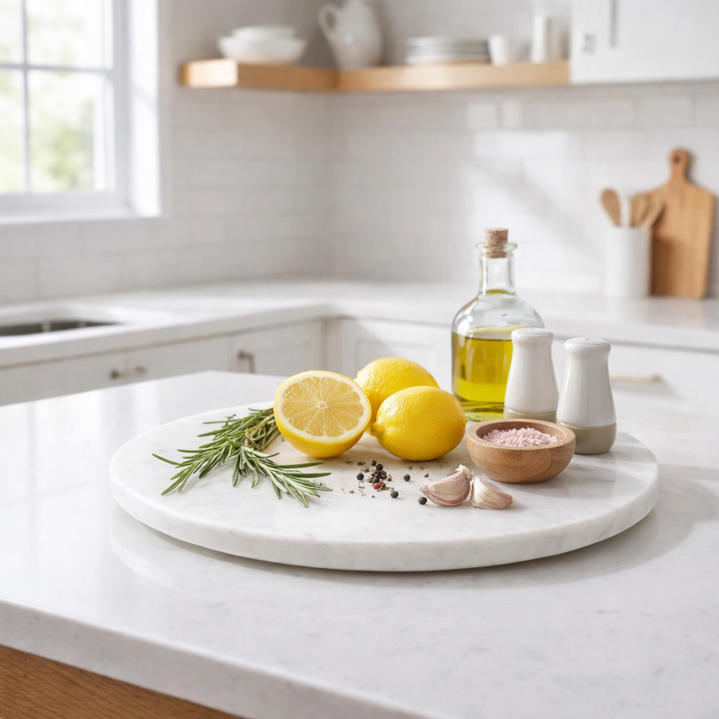 marble lazy susan kitchen organizer for oils and spices