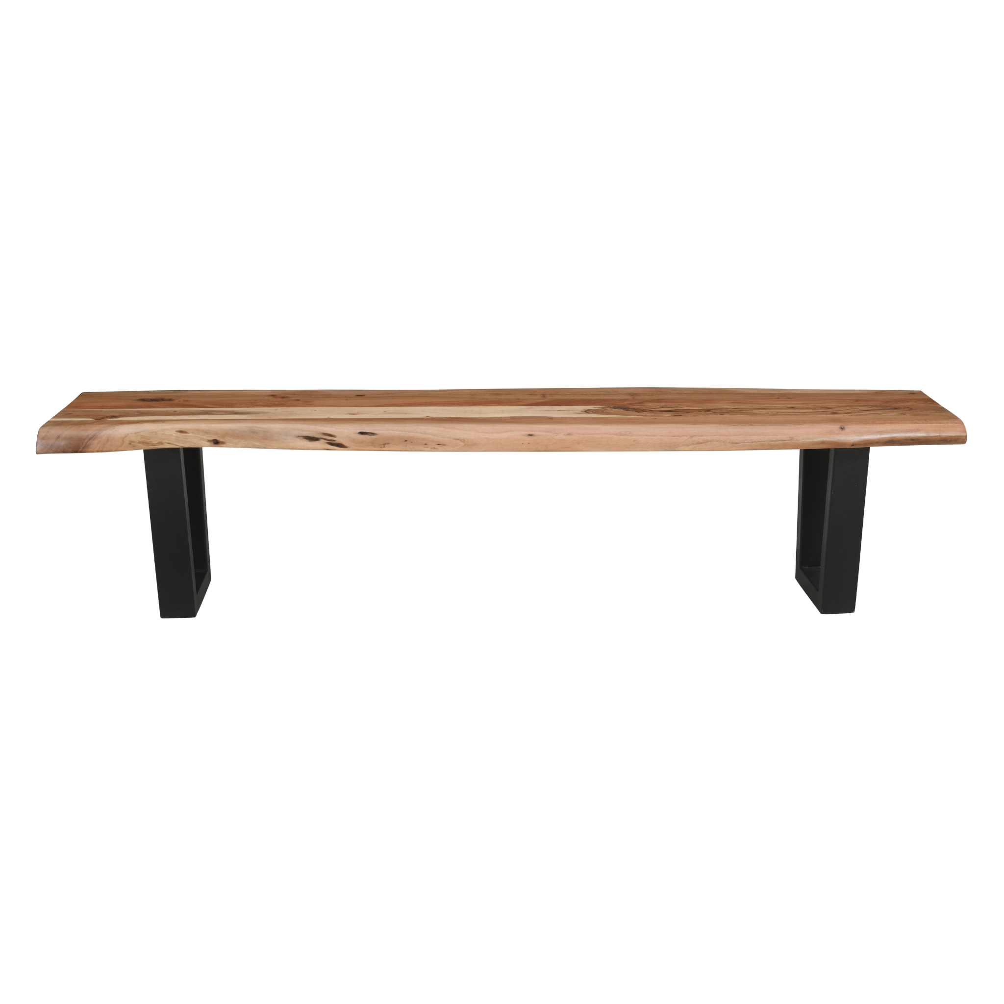Bench |Live Edge | Acacia Wood | U Metal Legs | Light Brown Color
