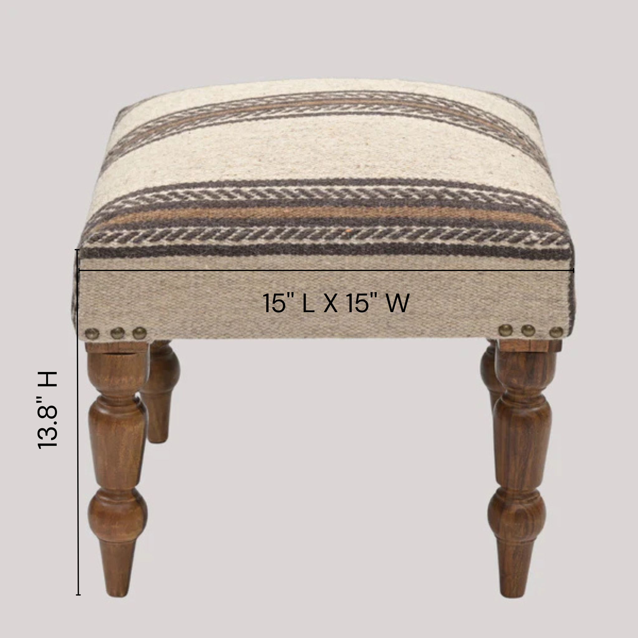 Dune Handcrafted Striped Upholstered Wooden Stool