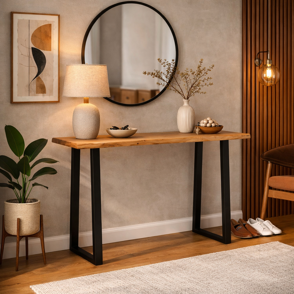 Hype Console Table | Live Edge | Acacia Wood | Metal Legs