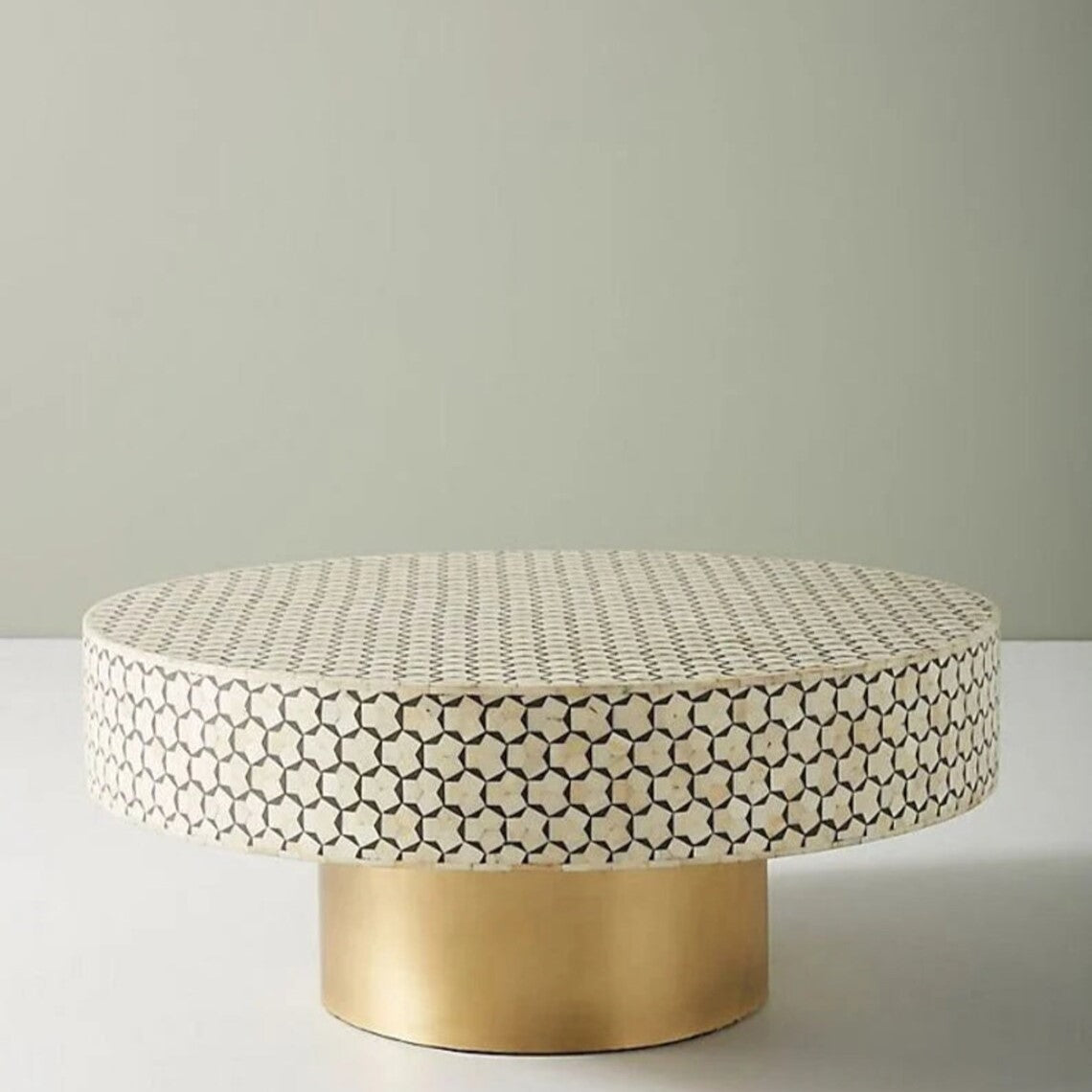 Medina Round Coffee Table | Pearl & Bone Inlay | Moroccan Design | Handcrafted