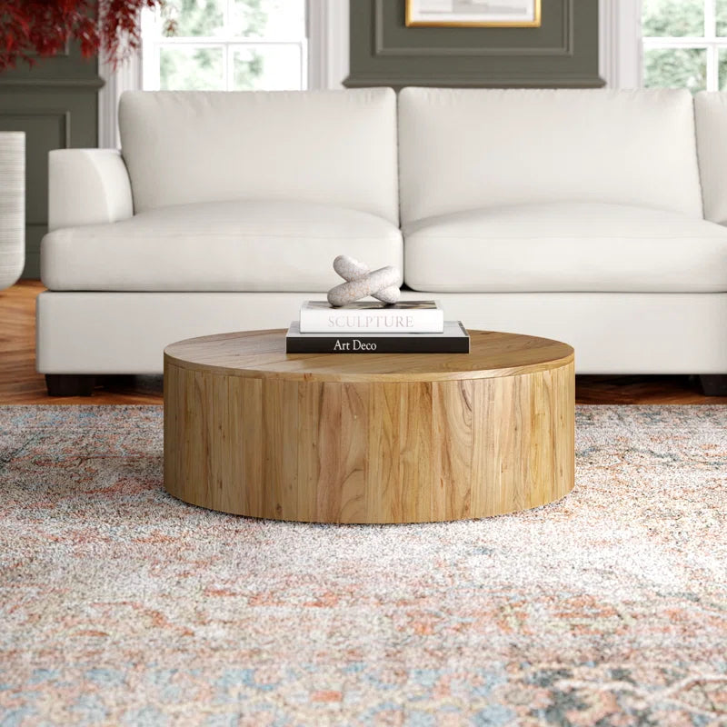 Solid Acacia Wood Round Coffee Table