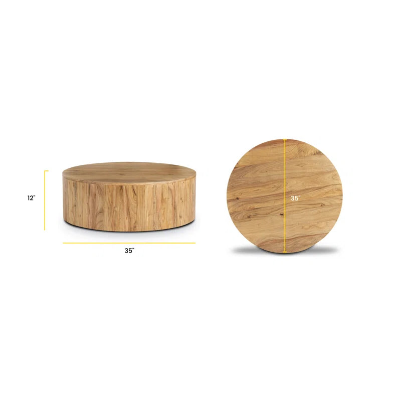 Solid Acacia Wood Round Coffee Table