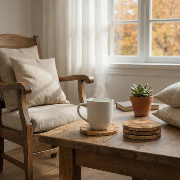 Mosaic Round Wooden Coasters