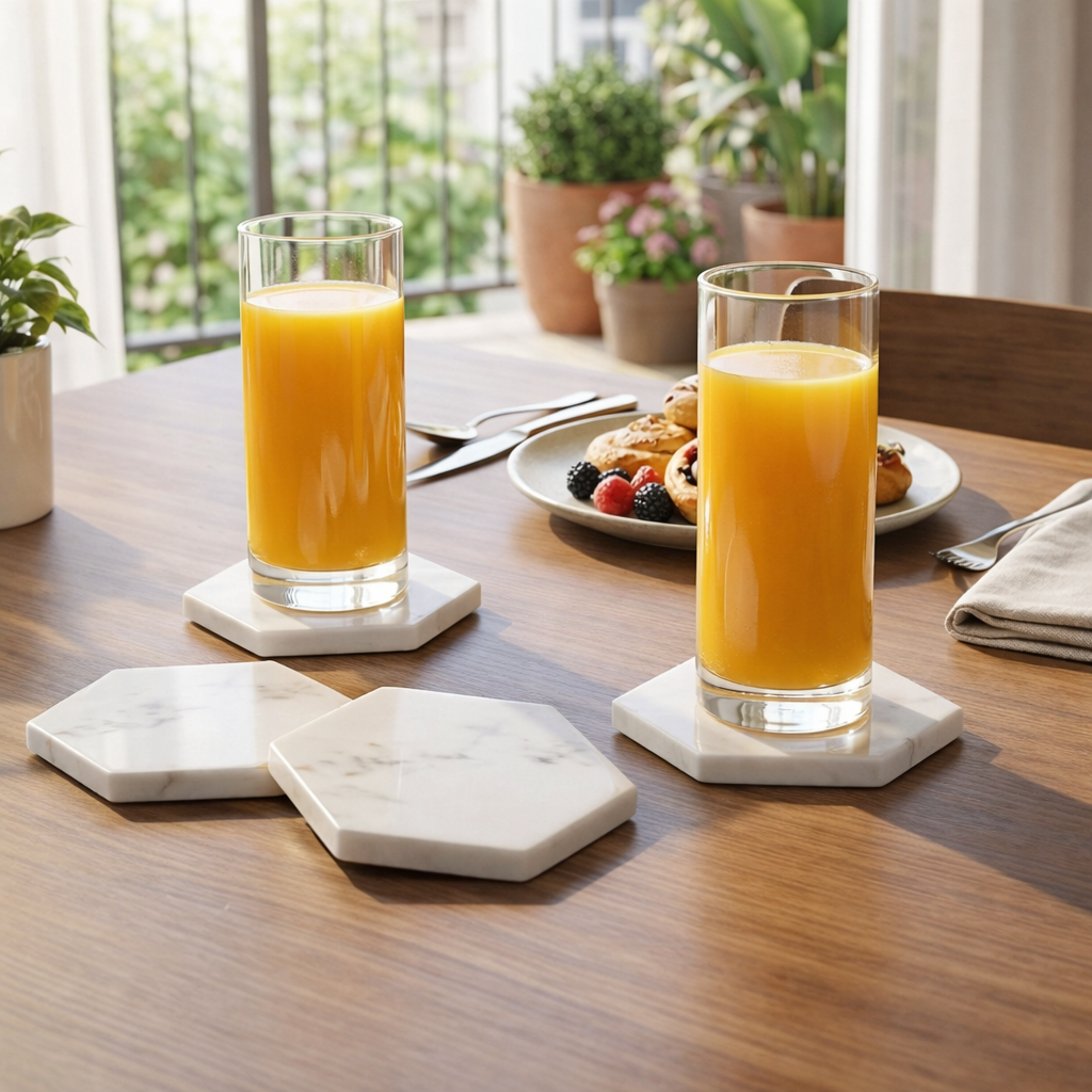 Hexagon Marble Coasters (Set of 4)