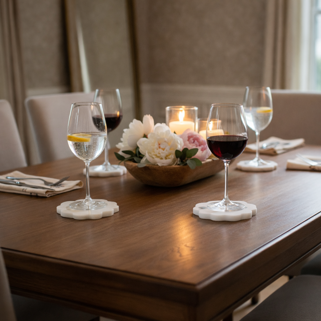 Scallop Marble Coasters (Set of 4)