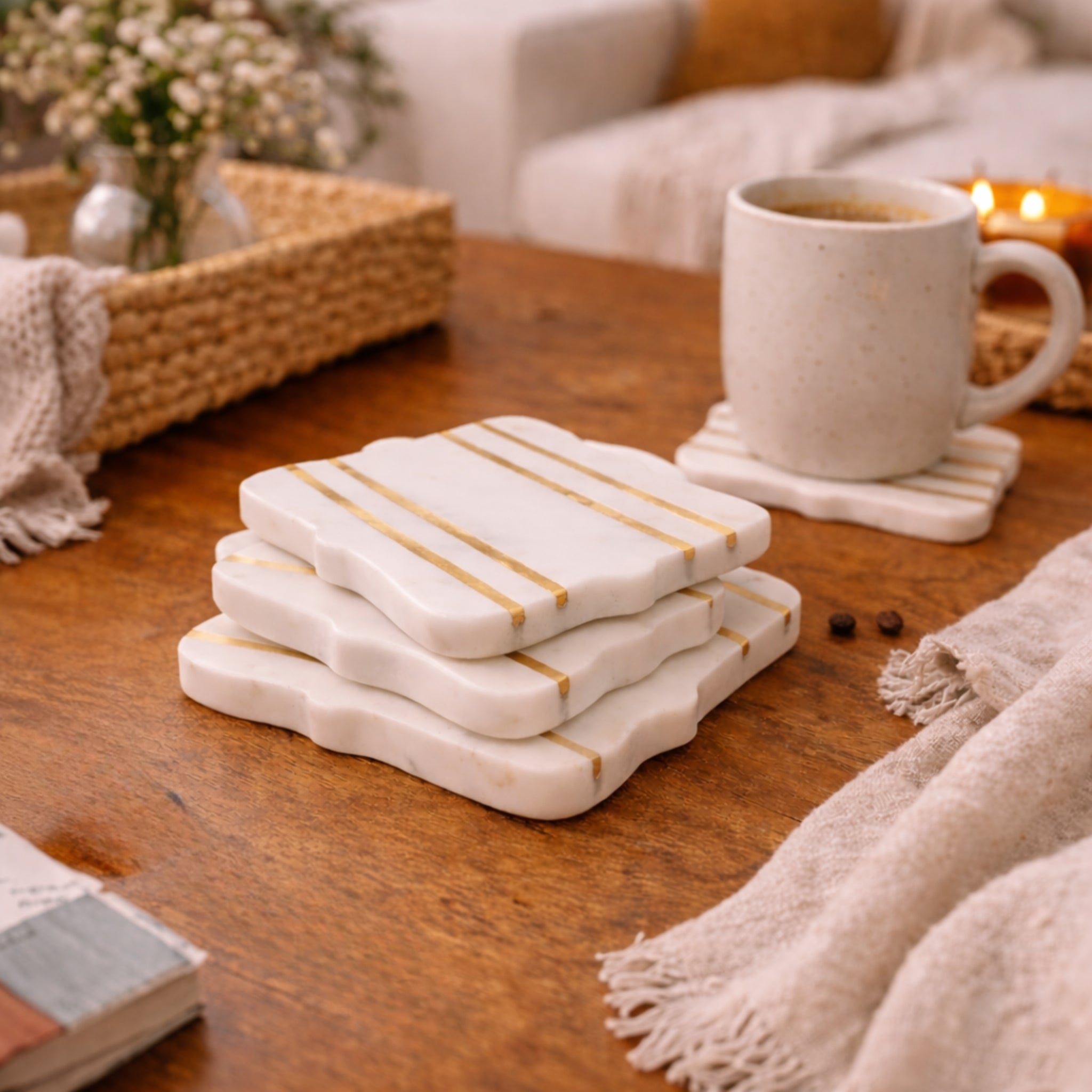 Bracket Luxe Marble Coasters (Set of 4 )