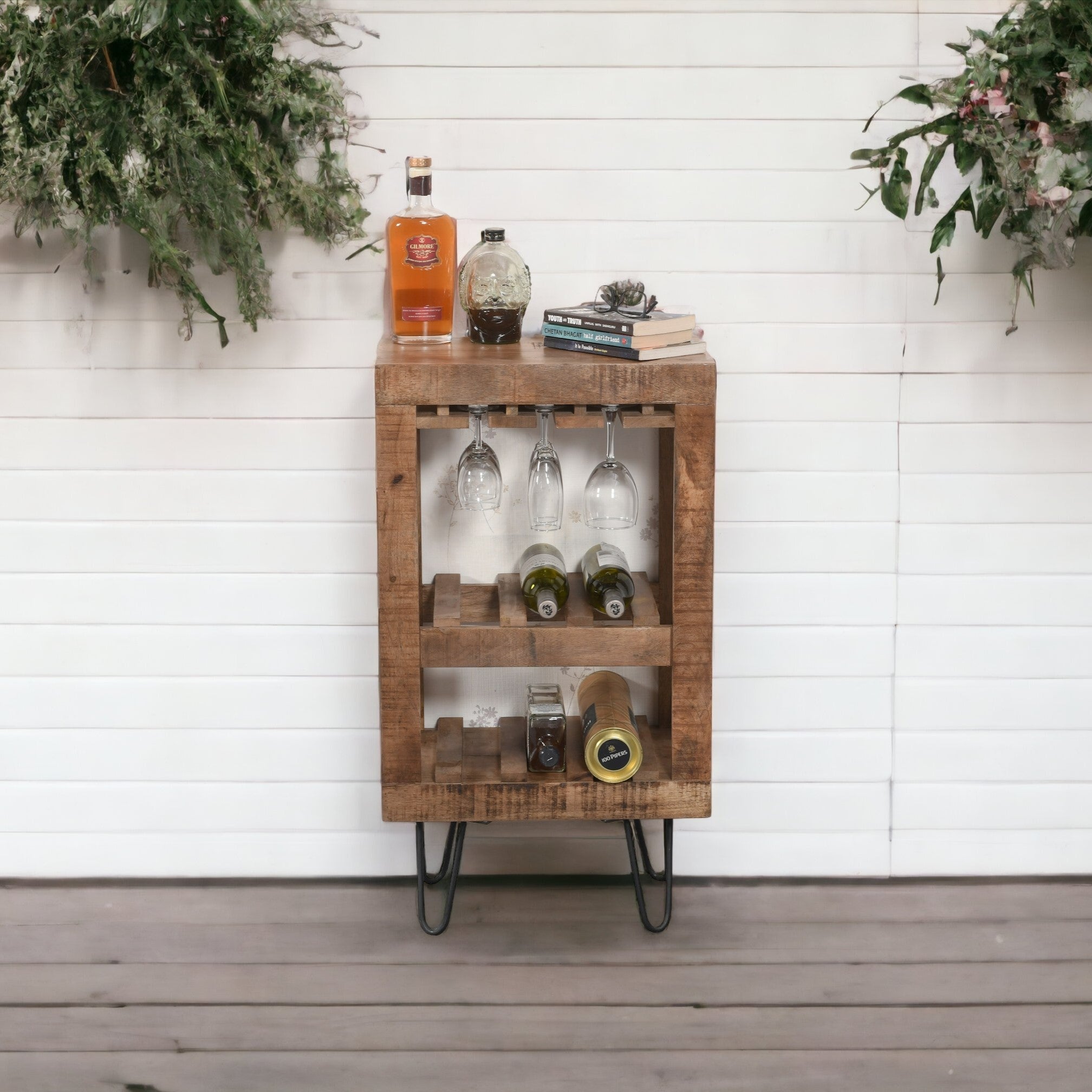 Bar Cabinet | Mango Wood | Metal Legs | Handcrafted