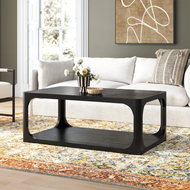 Mango Wood rectangle black COffee Table 