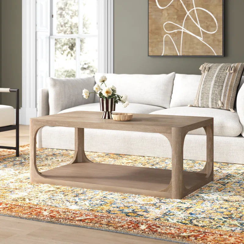 Mango Wood rectangle Light Brown COffee Table 