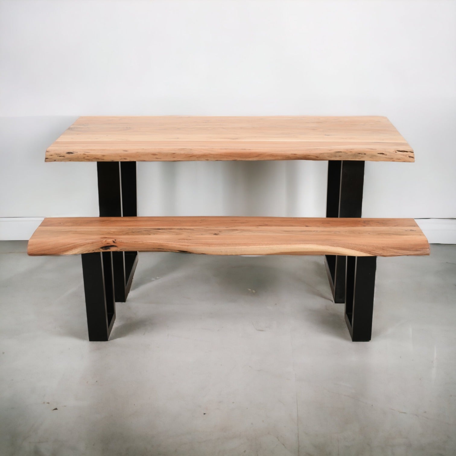 Live Edge Dining Table with U Metal Legs