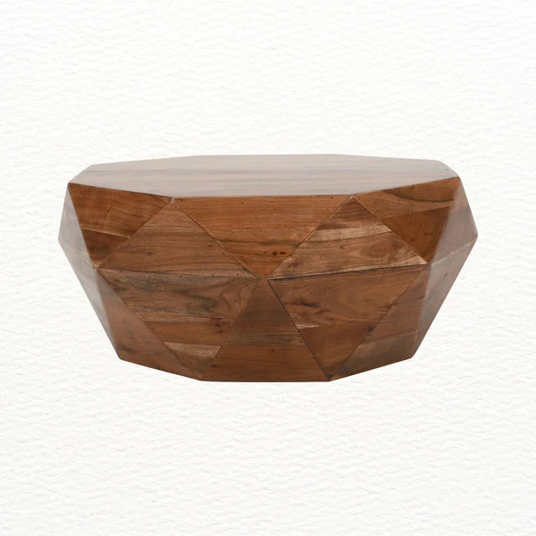 top view of acacia wood coffee table showing natural wood grain and finish