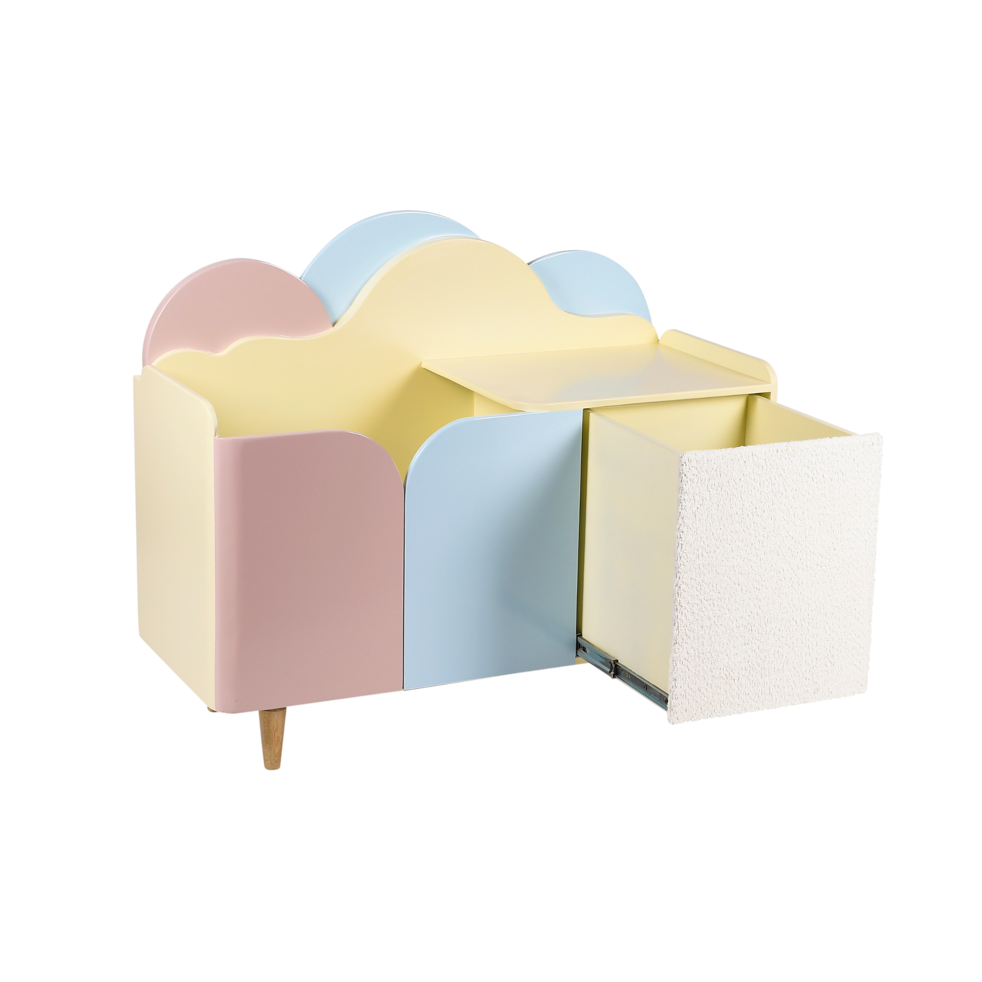Cloud Wooden Kids Storage Unit showing open storage drawer compartment