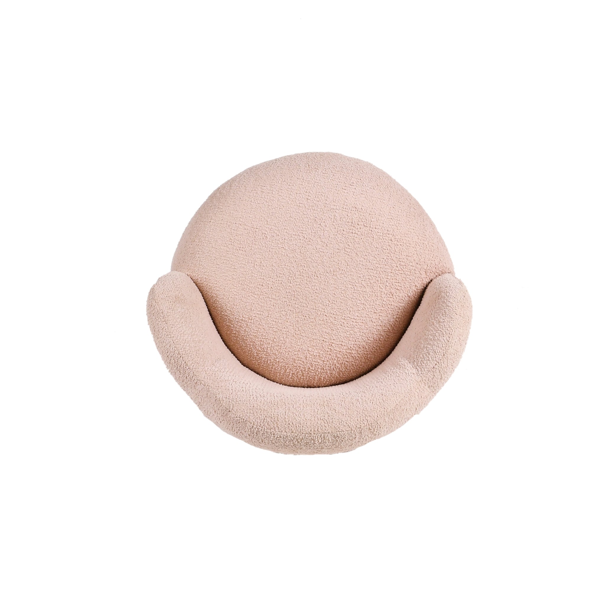 Top view of Cove kids lounge chair showing curved armrest and seat design
