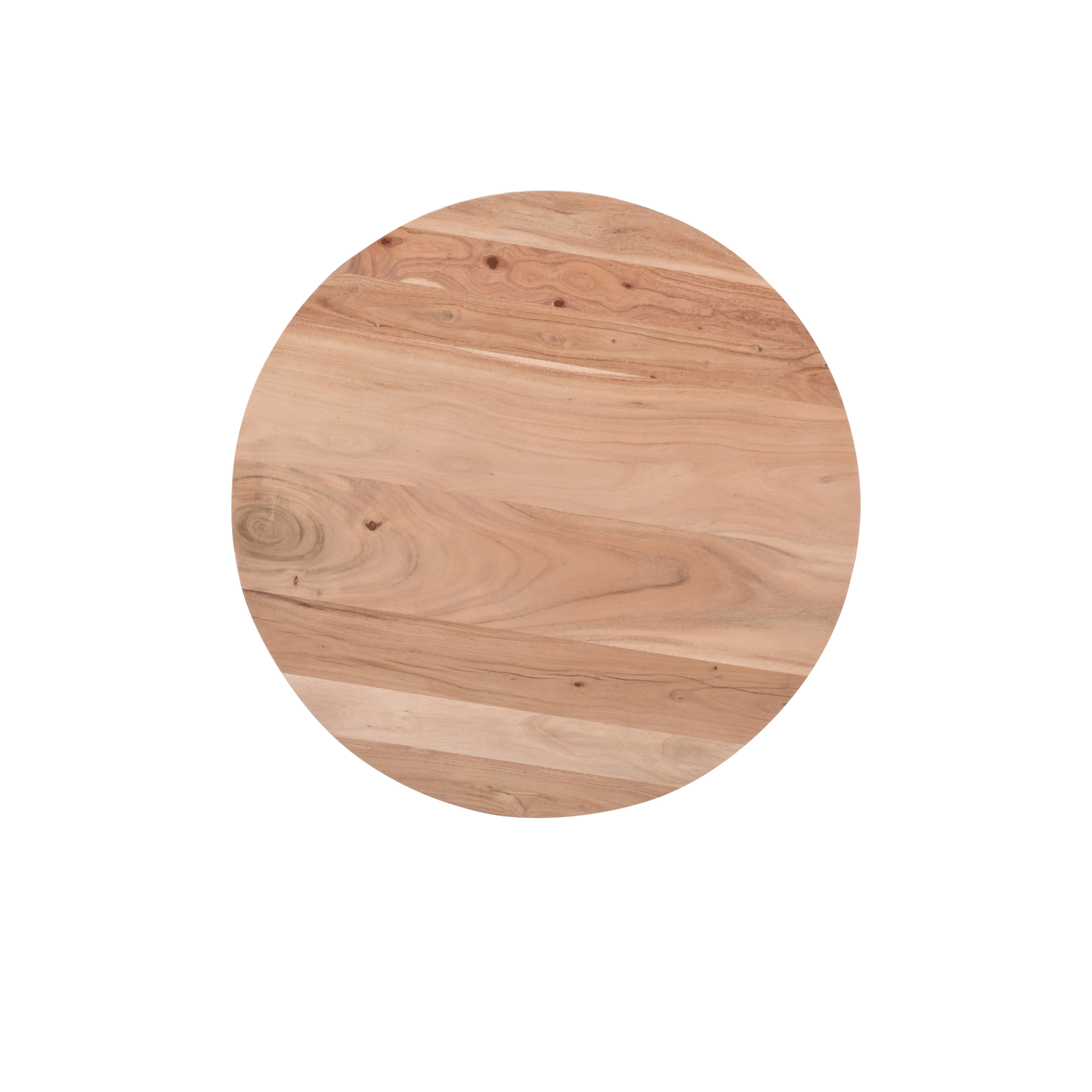 Top view of Halo Round Drum Coffee Table showcasing natural acacia wood grain and circular tabletop design.