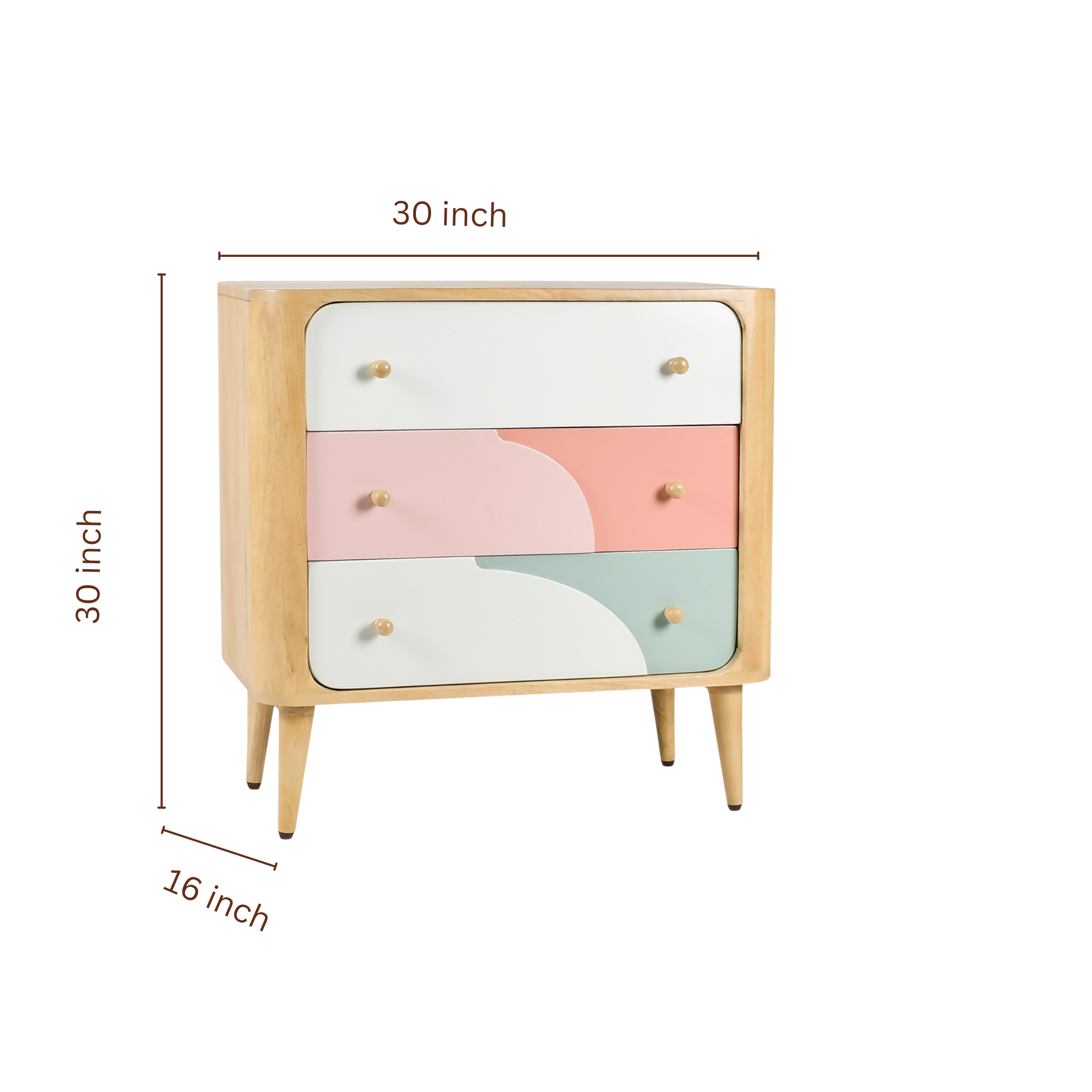 Dimension details of Palette Wooden Kids Chest of Drawers furniture
