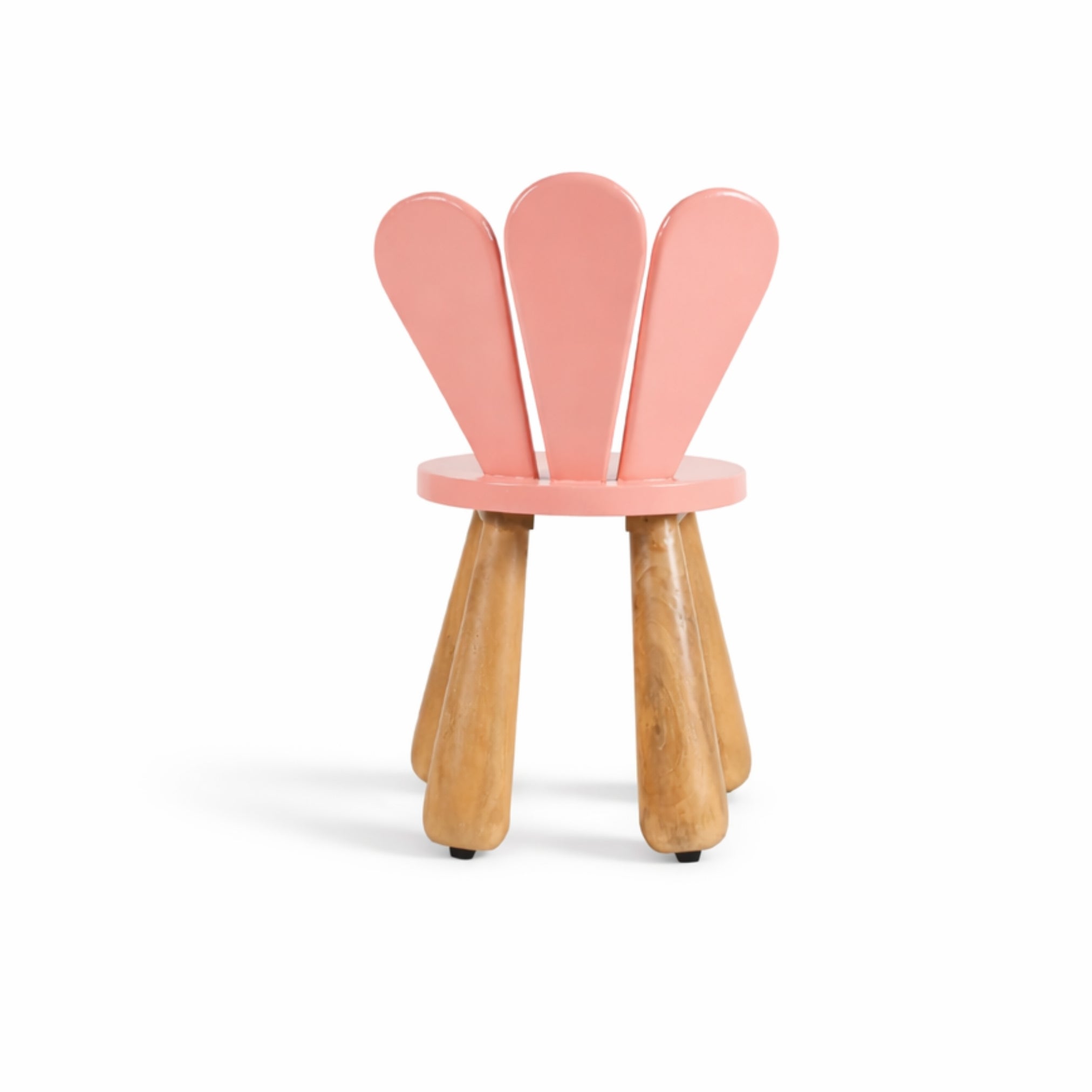 back view pink petal wooden kids chair