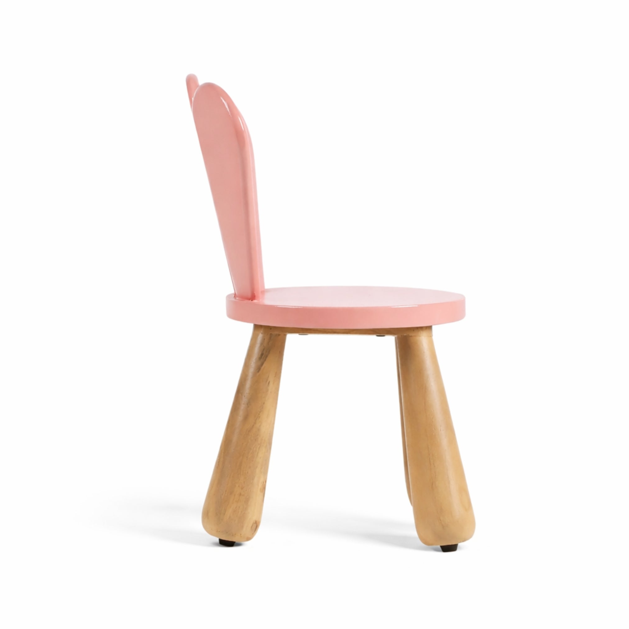 side view pink petal wooden kids chair