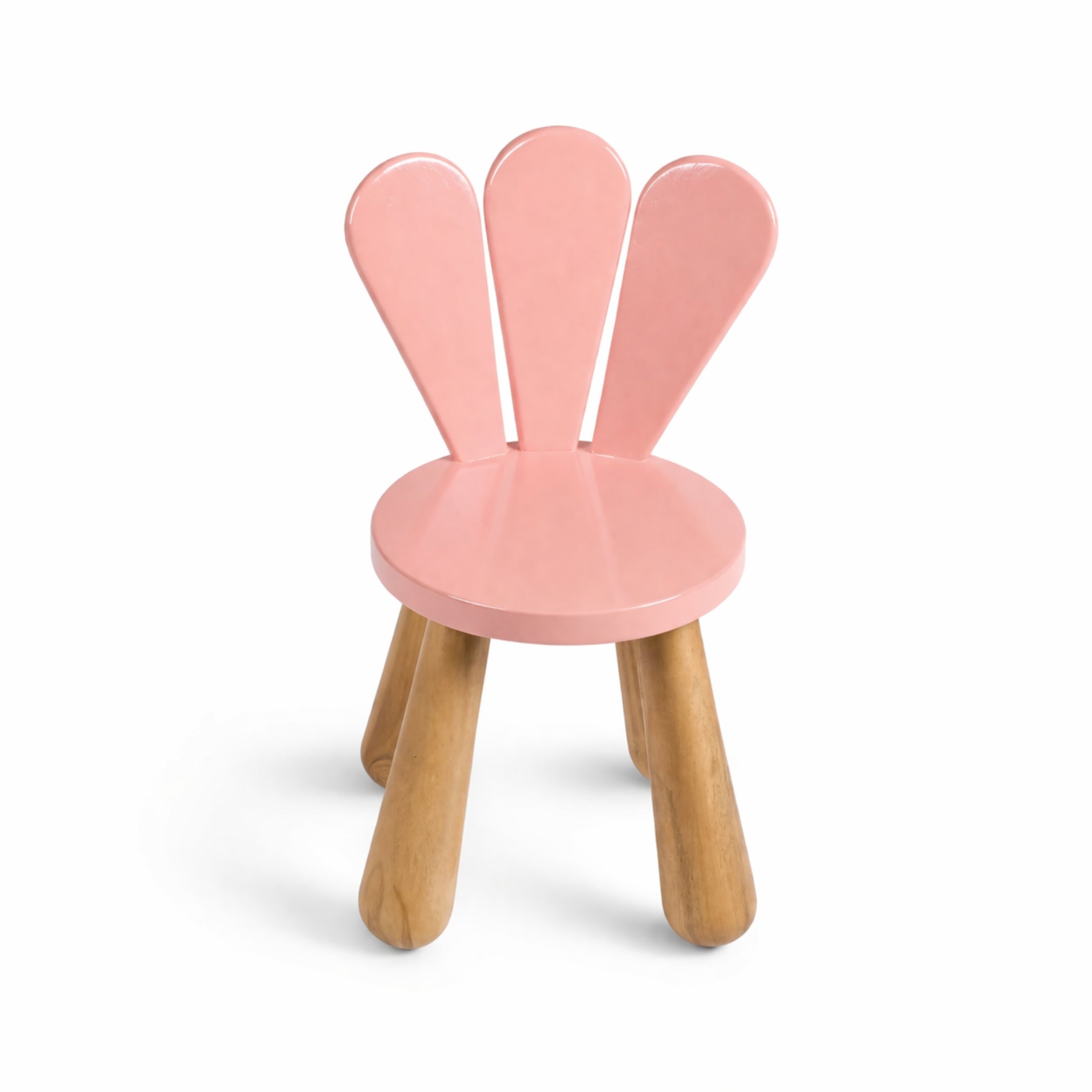 top view pink petal wooden kids chair