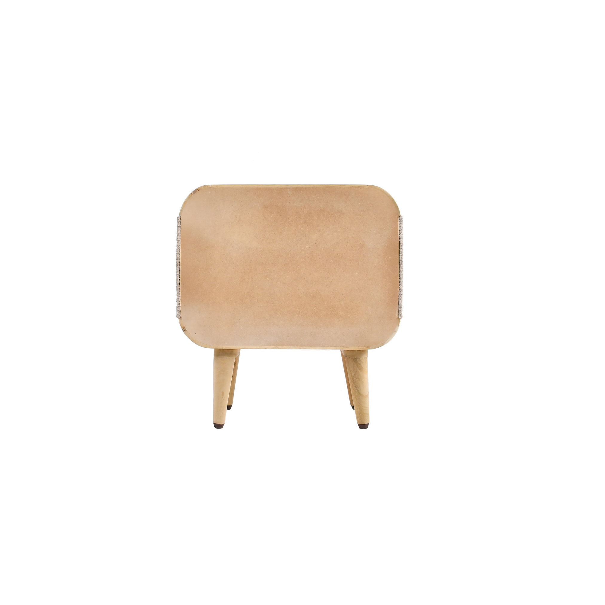 Back view of Pixel wooden kids bedside table with smooth curved wooden frame
