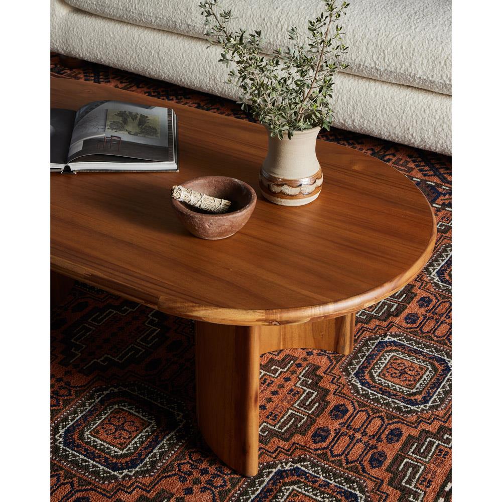 Oval Acacia Solid Wood Coffee Table