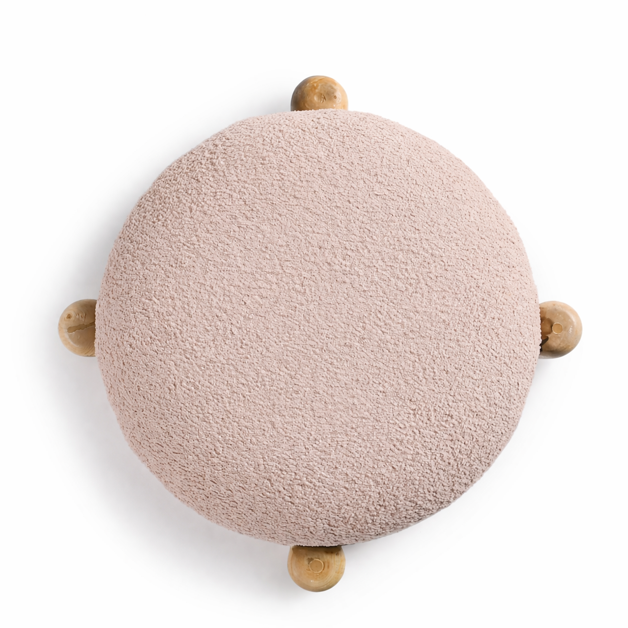 Top view of pink puff storage stool cushion