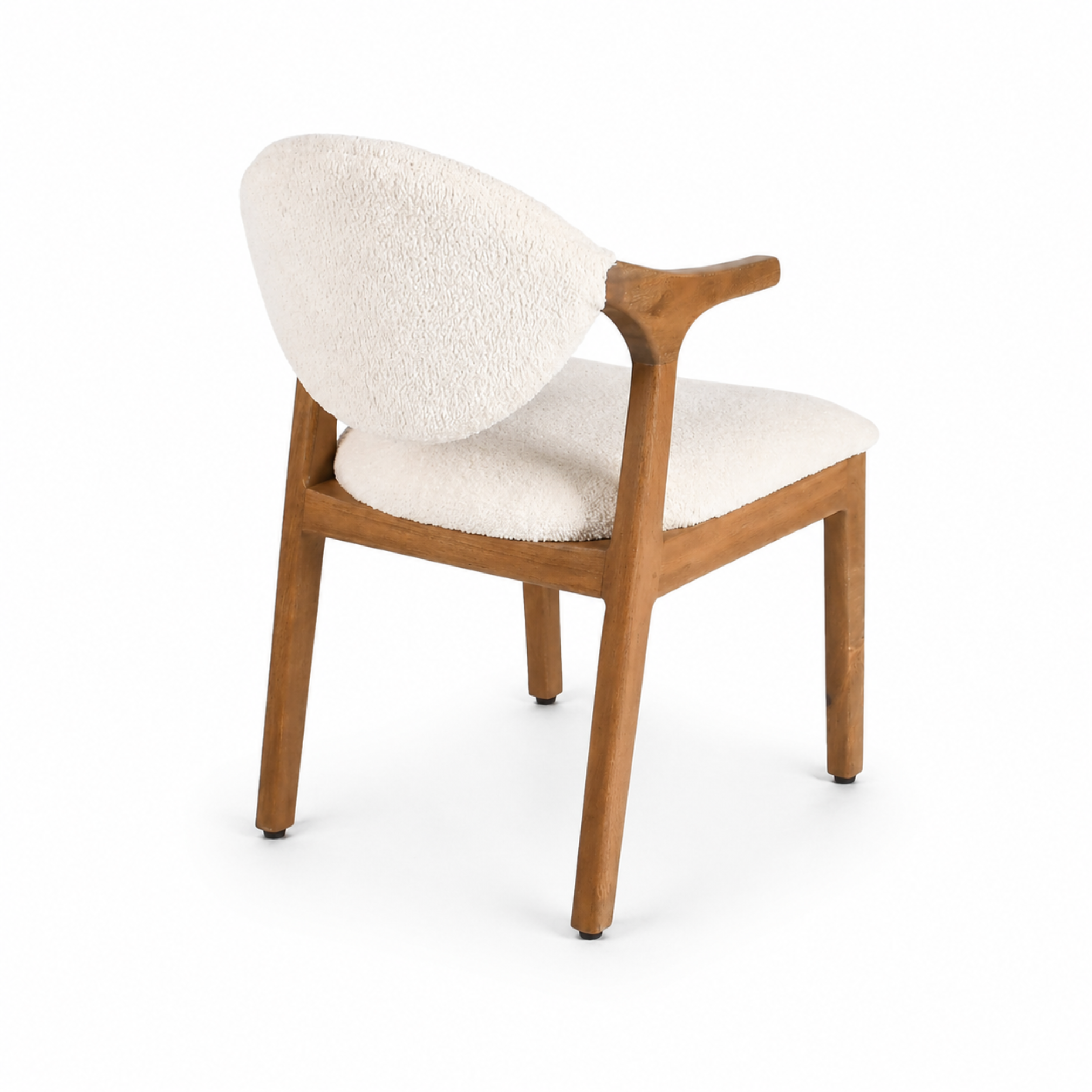 Back angled view of Sway kids chair showing wooden frame and upholstered backrest