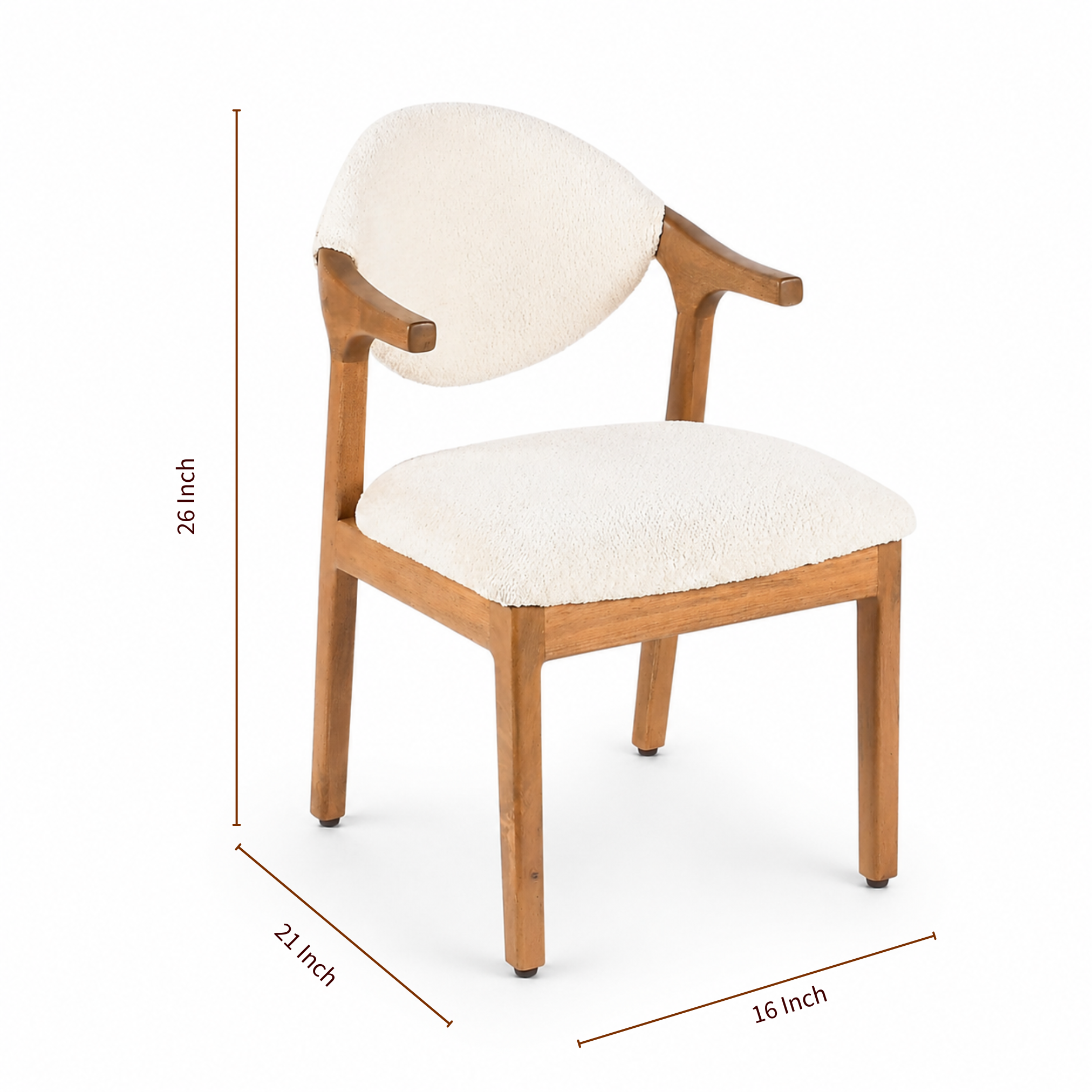 Dimensions of Sway upholstered wooden kids chair showing height width and depth in inches