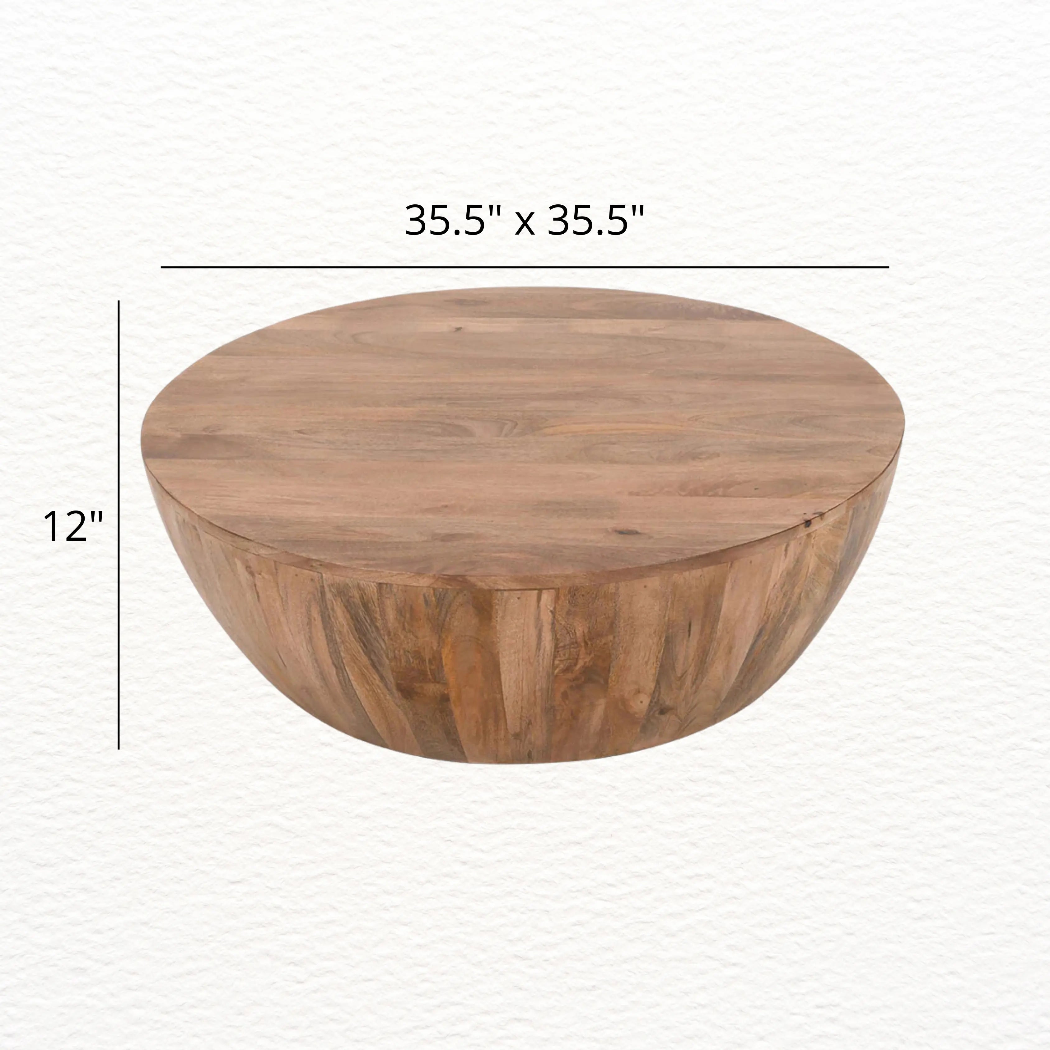 Mango Solid Wood Drum Coffee Table