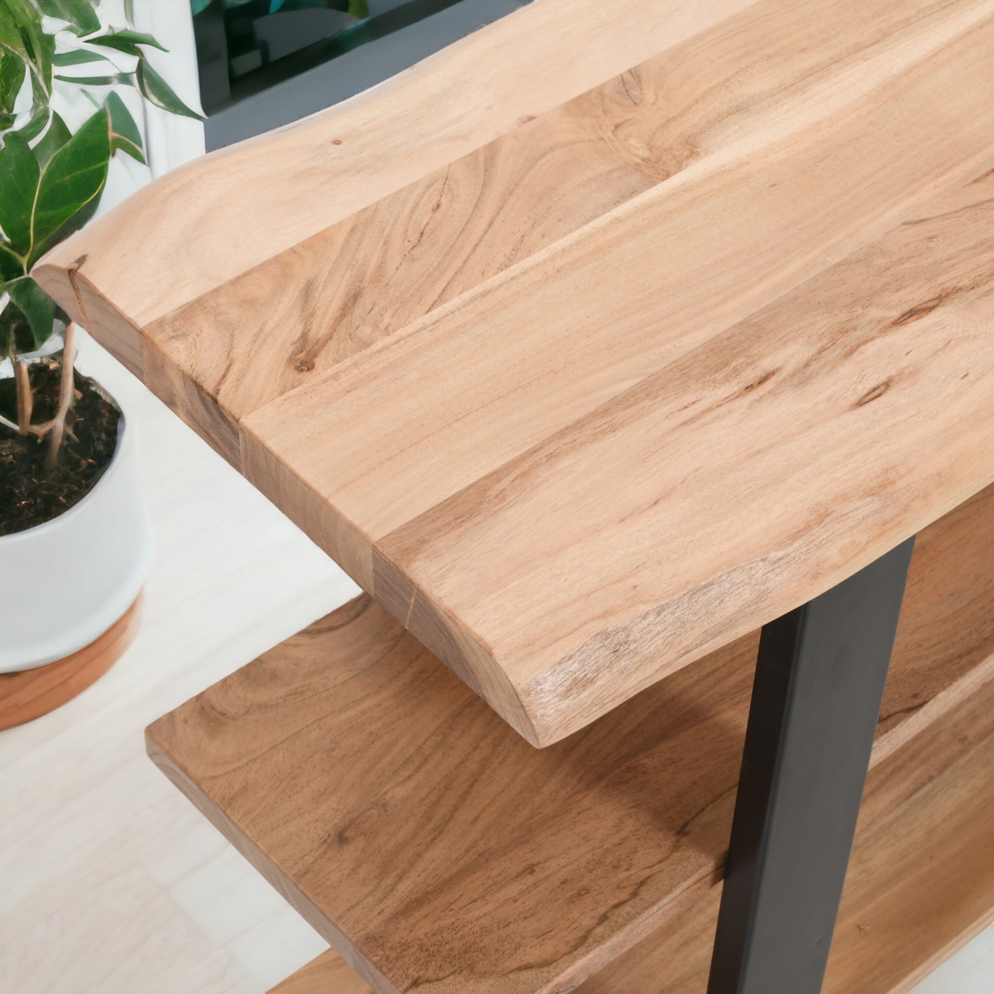 Live Edge Solid Wood Console Table with Metal Legs