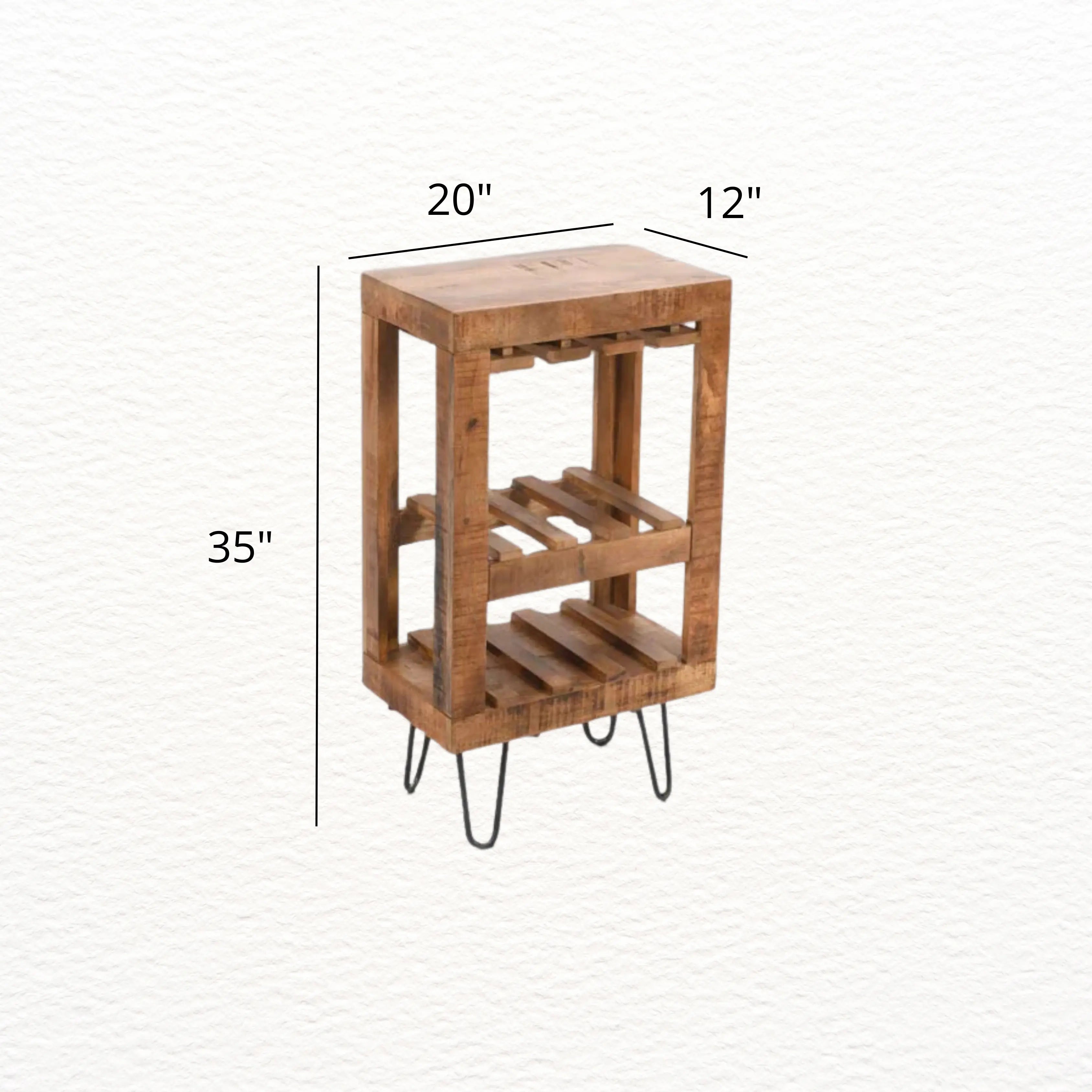 Bar Cabinet | Mango Wood | Metal Legs | Handcrafted