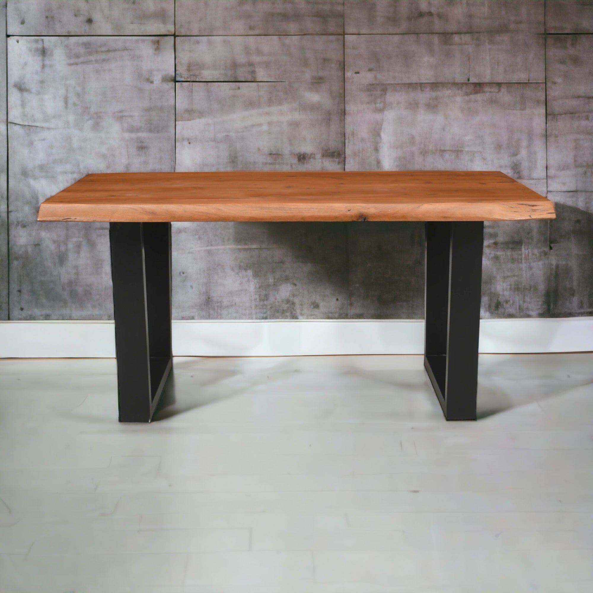 Live Edge Dining Table with U Metal Legs